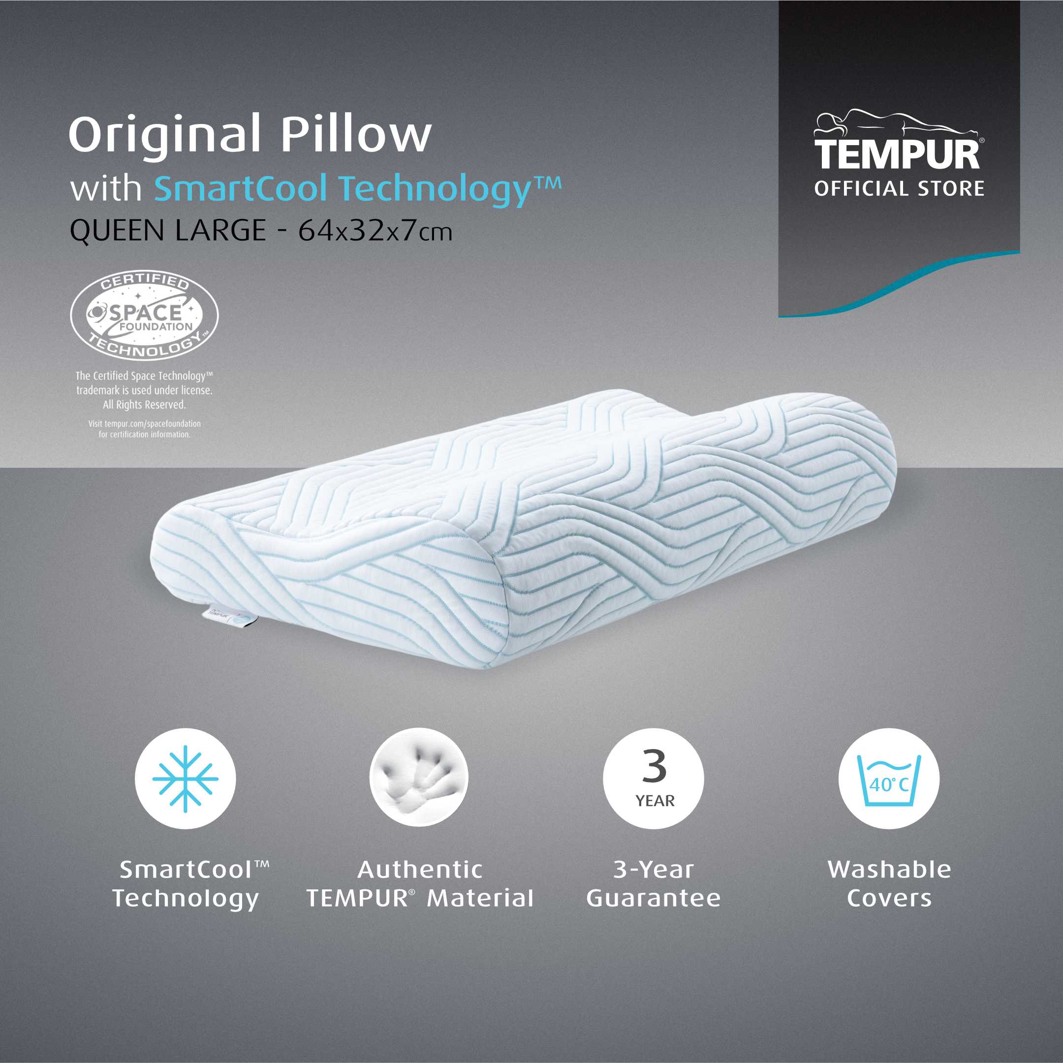 枕 TEMPUR ORIGINAL PILLOW S QUEEN TEMPUR Original™ Queen Neck Pillow